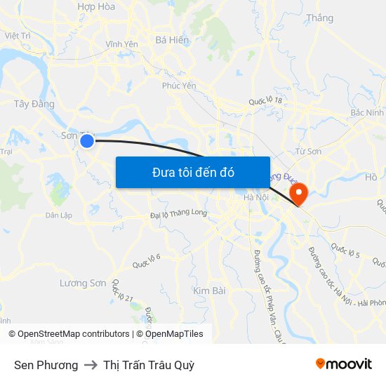 Sen Phương to Thị Trấn Trâu Quỳ map