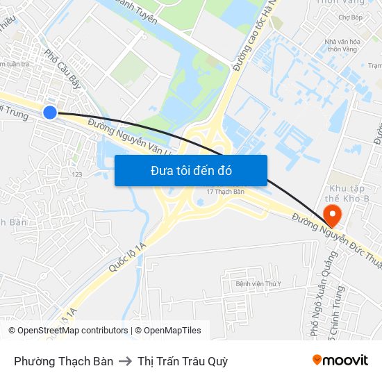 Phường Thạch Bàn to Thị Trấn Trâu Quỳ map