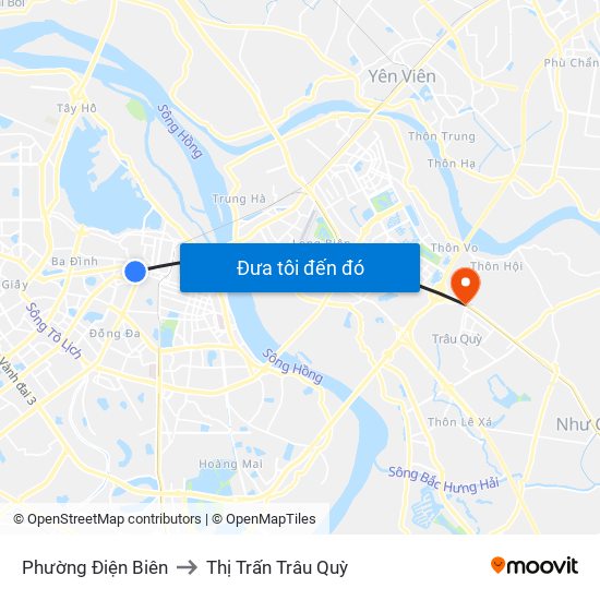 Phường Điện Biên to Thị Trấn Trâu Quỳ map