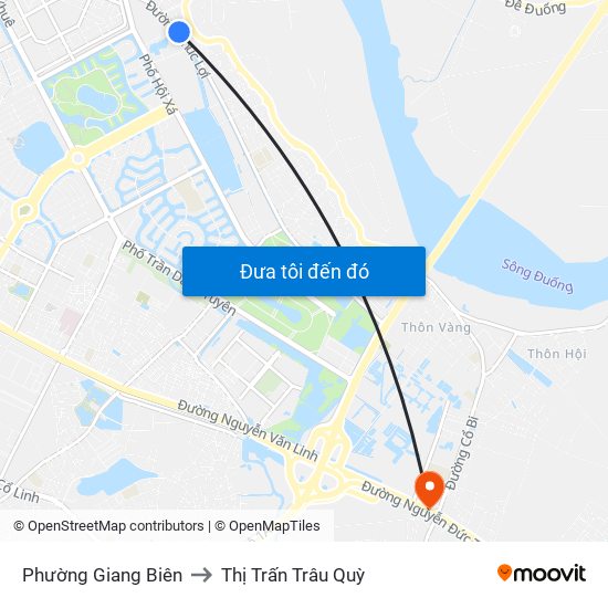 Phường Giang Biên to Thị Trấn Trâu Quỳ map