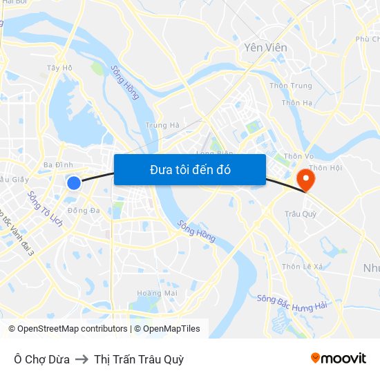 Ô Chợ Dừa to Thị Trấn Trâu Quỳ map