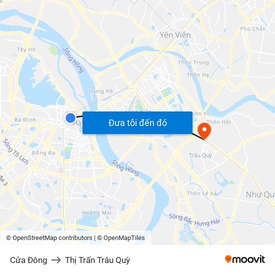 Cửa Đông to Thị Trấn Trâu Quỳ map