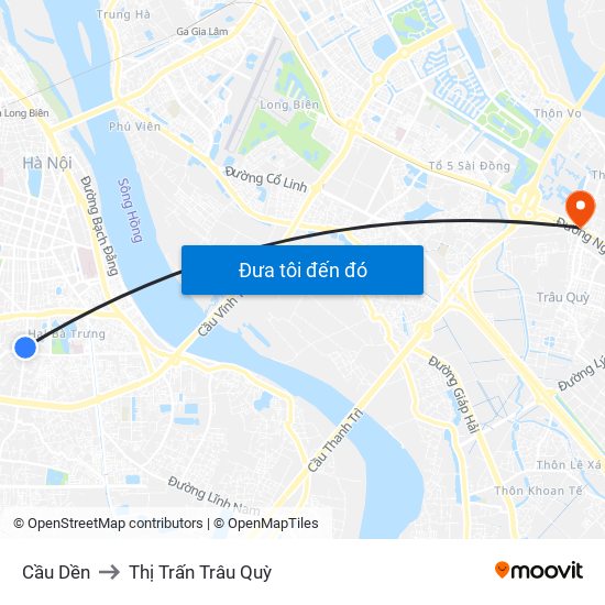 Cầu Dền to Thị Trấn Trâu Quỳ map