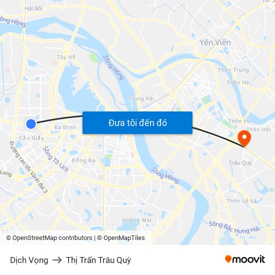 Dịch Vọng to Thị Trấn Trâu Quỳ map