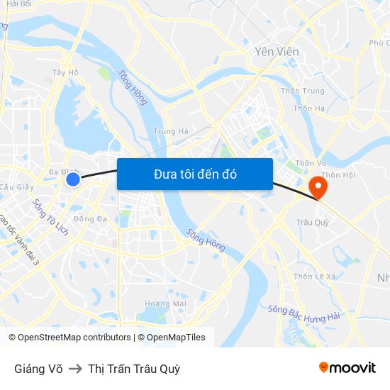 Giảng Võ to Thị Trấn Trâu Quỳ map