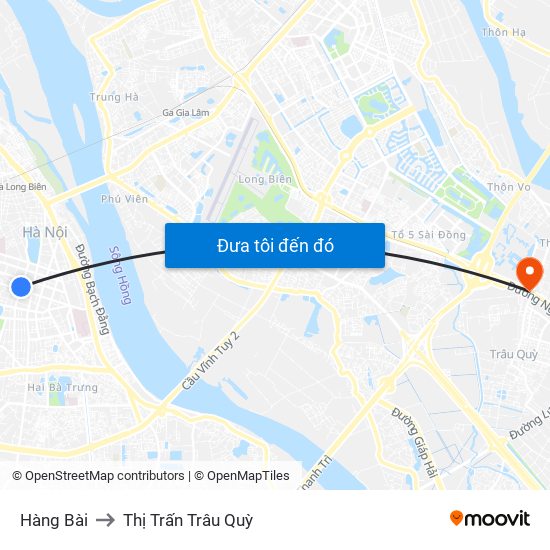 Hàng Bài to Thị Trấn Trâu Quỳ map