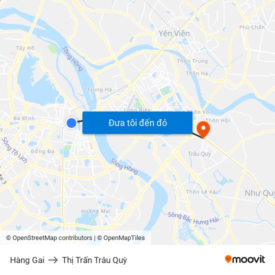 Hàng Gai to Thị Trấn Trâu Quỳ map