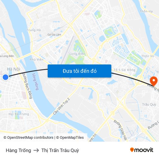 Hàng Trống to Thị Trấn Trâu Quỳ map