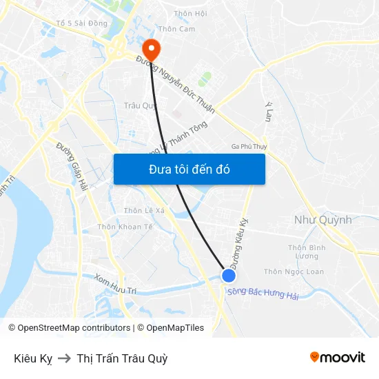 Kiêu Kỵ to Thị Trấn Trâu Quỳ map