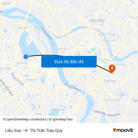 Liễu Giai to Thị Trấn Trâu Quỳ map