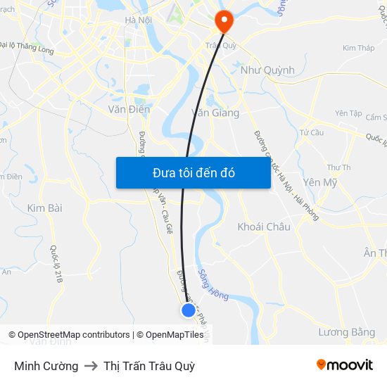 Minh Cường to Thị Trấn Trâu Quỳ map