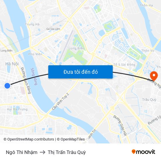 Ngô Thì Nhậm to Thị Trấn Trâu Quỳ map