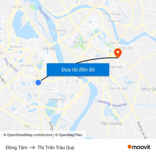 Đồng Tâm to Thị Trấn Trâu Quỳ map