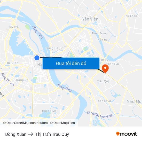 Đồng Xuân to Thị Trấn Trâu Quỳ map