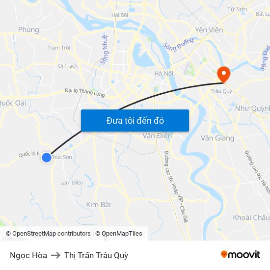 Ngọc Hòa to Thị Trấn Trâu Quỳ map