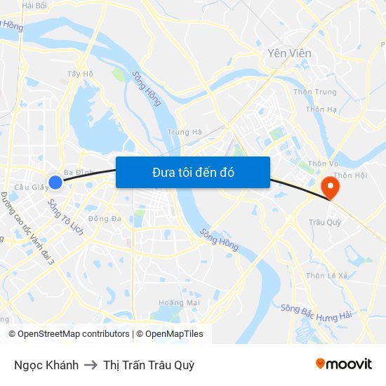 Ngọc Khánh to Thị Trấn Trâu Quỳ map