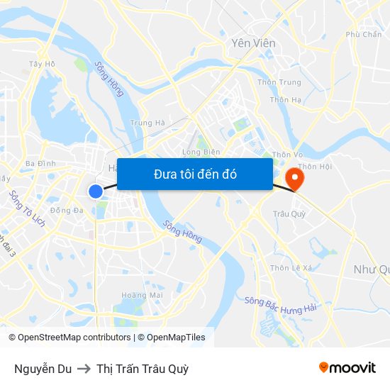 Nguyễn Du to Thị Trấn Trâu Quỳ map