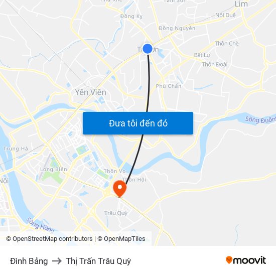 Đình Bảng to Thị Trấn Trâu Quỳ map