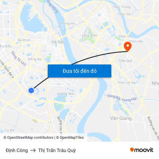 Định Công to Thị Trấn Trâu Quỳ map