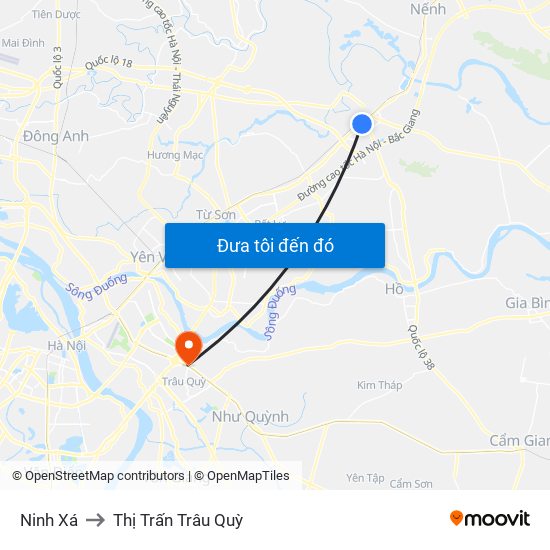 Ninh Xá to Thị Trấn Trâu Quỳ map