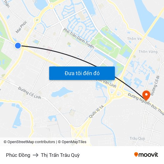 Phúc Đồng to Thị Trấn Trâu Quỳ map