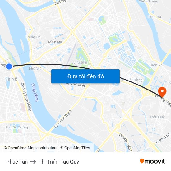 Phúc Tân to Thị Trấn Trâu Quỳ map