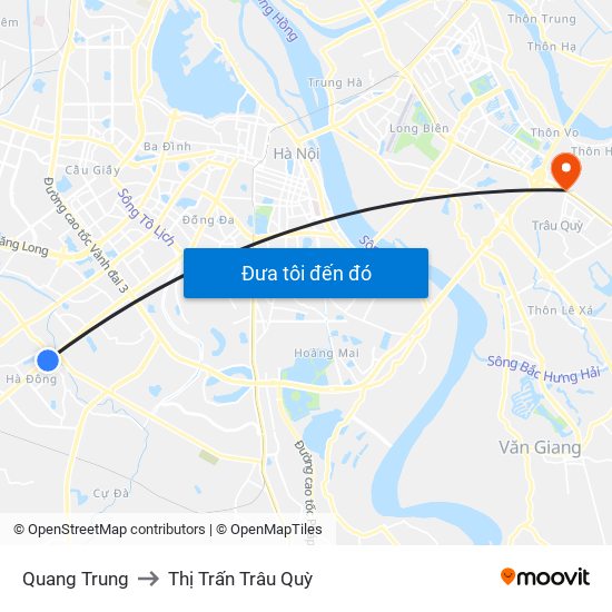 Quang Trung to Thị Trấn Trâu Quỳ map