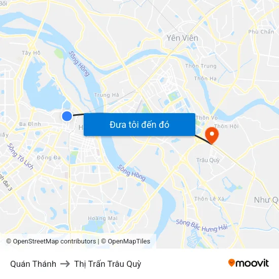 Quán Thánh to Thị Trấn Trâu Quỳ map