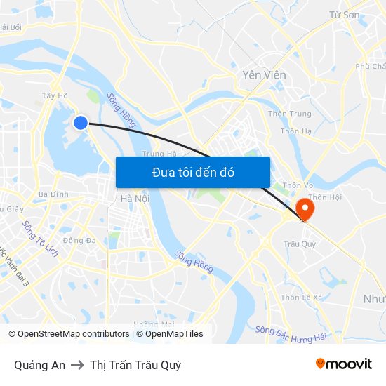 Quảng An to Thị Trấn Trâu Quỳ map