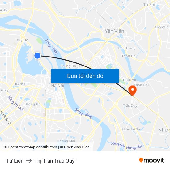 Tứ Liên to Thị Trấn Trâu Quỳ map