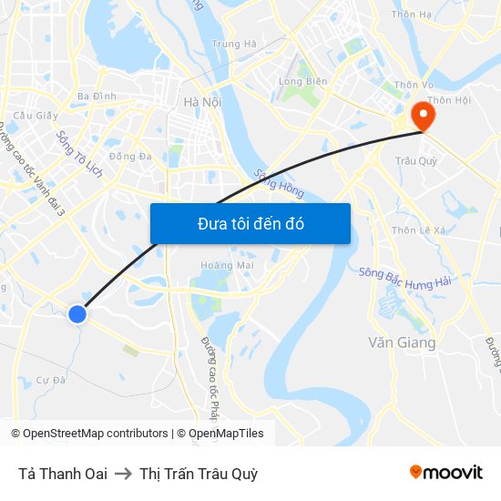 Tả Thanh Oai to Thị Trấn Trâu Quỳ map