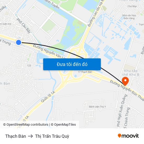 Thạch Bàn to Thị Trấn Trâu Quỳ map