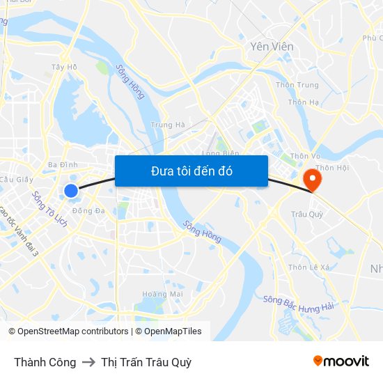 Thành Công to Thị Trấn Trâu Quỳ map