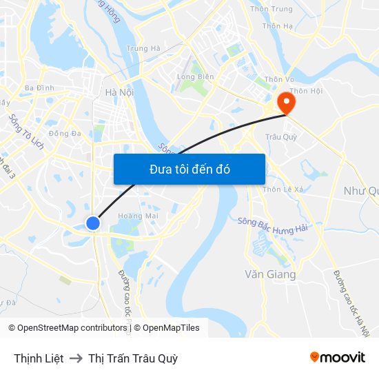 Thịnh Liệt to Thị Trấn Trâu Quỳ map