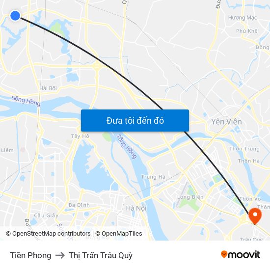 Tiền Phong to Thị Trấn Trâu Quỳ map