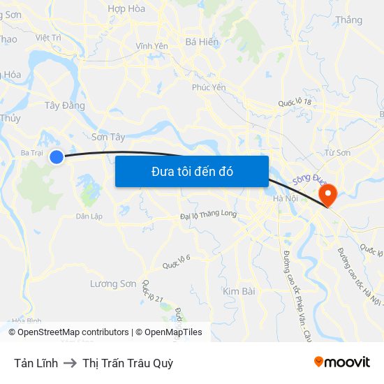 Tản Lĩnh to Thị Trấn Trâu Quỳ map