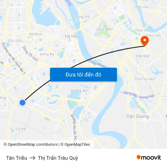 Tân Triều to Thị Trấn Trâu Quỳ map