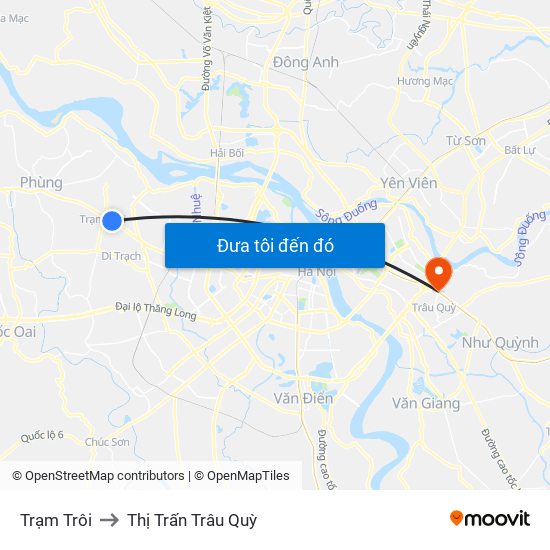 Trạm Trôi to Thị Trấn Trâu Quỳ map