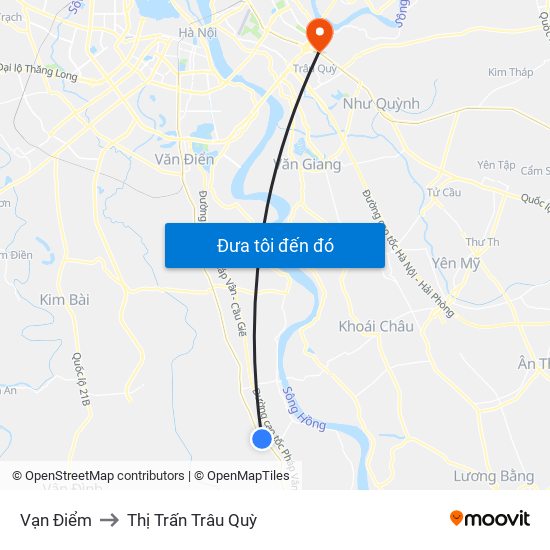 Vạn Điểm to Thị Trấn Trâu Quỳ map