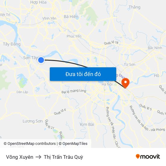 Võng Xuyên to Thị Trấn Trâu Quỳ map