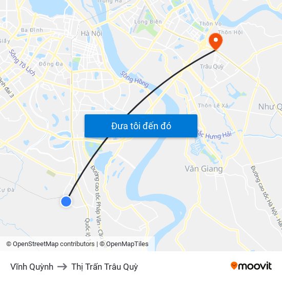 Vĩnh Quỳnh to Thị Trấn Trâu Quỳ map