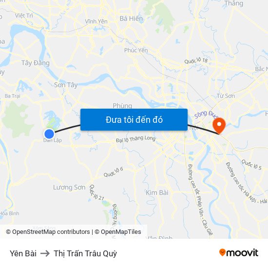 Yên Bài to Thị Trấn Trâu Quỳ map