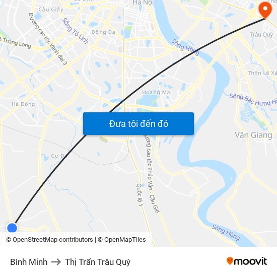Bình Minh to Thị Trấn Trâu Quỳ map