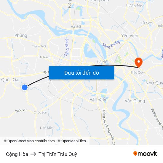 Cộng Hòa to Thị Trấn Trâu Quỳ map