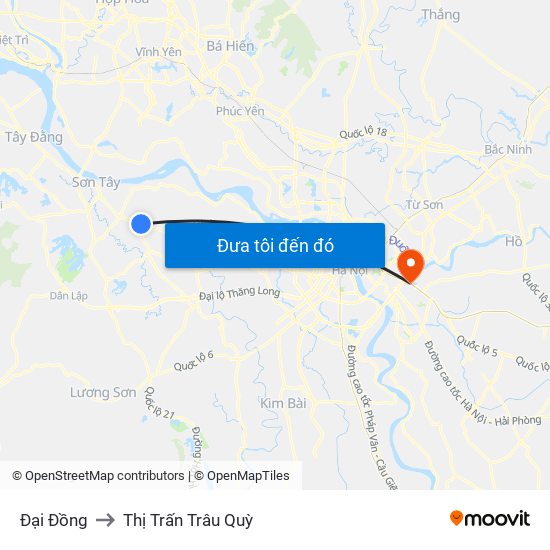 Đại Đồng to Thị Trấn Trâu Quỳ map