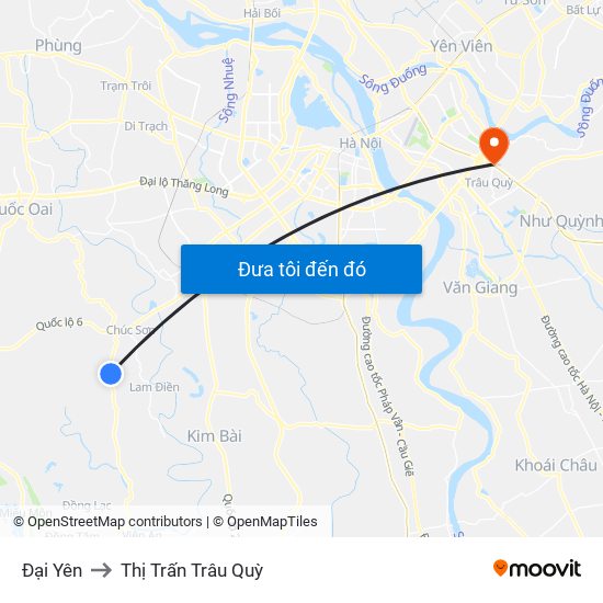 Đại Yên to Thị Trấn Trâu Quỳ map