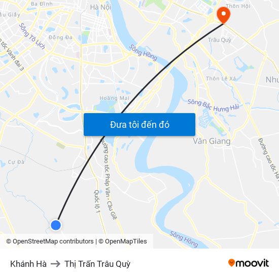 Khánh Hà to Thị Trấn Trâu Quỳ map