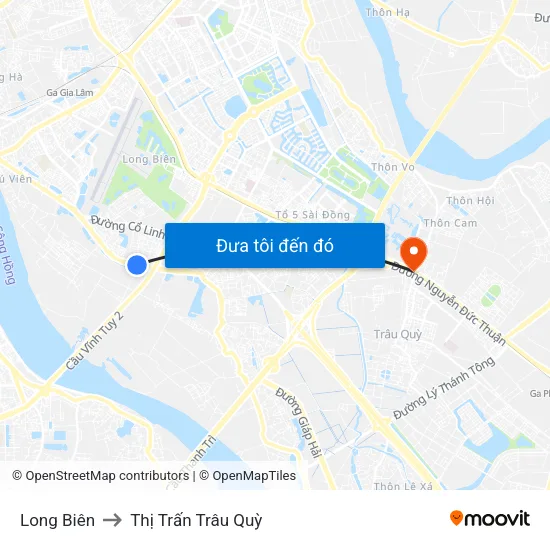 Long Biên to Thị Trấn Trâu Quỳ map