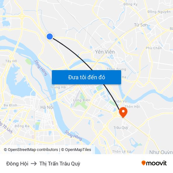 Đông Hội to Thị Trấn Trâu Quỳ map