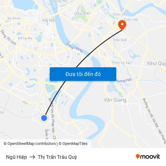 Ngũ Hiệp to Thị Trấn Trâu Quỳ map